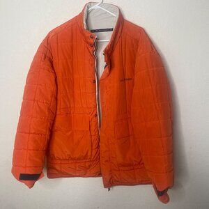 Vtg Tommy Hilfiger Reversible Puffer Jacket Mens XL Beige & Orange Outdoor Utili